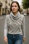 Wooden Beaded Combed Cotton Women's Scarf Shawl Gray