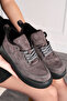 Daily Women's Gray Boots Lace-Up High Thick Sole Fur Oval Toe Suede Lightweight Bootie 1701 - 4