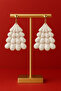 Frosted Sparkling Silver Pine Tree Design Handmade Polymer Clay Earrings - 5