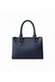 Women's Navy Blue Faux Leather Zippered 3-Compartment Adjustable Strap Hand and Shoulder Bag - 5
