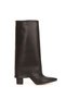 Women's Black Faux Leather Skin New Style Cylinder Leg Pointed Toe Thick Heeled Comfortable and Stylish Boots - 2