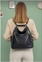 Women's Adjustable Cross Strap 4 Compartment Black Satin Shoulder and Crossbody Bag - 5