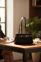 Women’s Leather Belt Detail Black Suede Luxury Shoulder Bag - 5