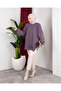 Women's Testtür Clothing Crew Neck Slit Stone Balloon Sleeve Oversized Knitwear Tunic - 8
