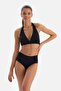 Black Side Draped High Waist Bikini Bottom