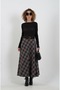 Slit Plaid Skirt with Black Brown Belt - 3