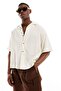 Ecru Boxy Oversize Linen Men's Shirt