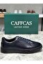 Genuine Leather Navy Blue Handmade Casual Sneaker Men's Shoes 02-208 - 2