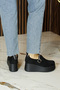 Miyuki Black Suede Round Toe Elastic Band Wedge Heel Daily Shoe - 4