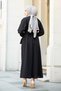 Belted Hijab Dress 100Md-10528 Black - 4