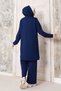 Quilted Vest Set Piece Set Navy Blue - 7