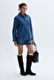 Women's Indigo Embroidered Long Sleeve Jean Shirt - 4