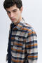 Men's Navy Blue Regular Fit Plaid Long Sleeve Shirt - 4