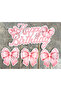 32 Piece Full Set Pink Bow Ribbon Birthday Decoration Set Banner+ Cake Picks+ Cupcake Decoration Set - 9