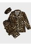 Cotton Suede Fabric Brown Leopard Pattern Shirt Collar Buttoned Long Sleeve Pajama Set Suitable for Girl and Mother - 2