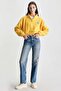Happy Yellow Zippered Embroidered Fleece Oversized Women's Sweatshirt - 5