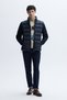 Men's Black Stand Collar Inflatable Coat with Sleeve Detail - 4