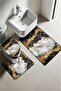 Modern Patterned Digital Printing 3-Piece Bathroom Mat Set Washable Non-Slip Base Toilet Set Klz00