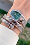 Silver Color Green Dial Snake Watch, Wrap Around Watch, Women's Wristwatch - 2