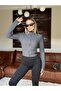 Women's Anthracite Slim Fit Fleece Mock Neck Zip Cardigan - 2