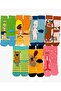 COLORFUL 7-PIECE SET COMIC FILM HEROES PATTERNED COTTON SOCKS - 7
