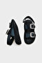 Mariel Stone Double Buckle Back Velcro Women's Comfort Sandals - 5