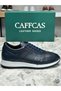 Genuine Leather Navy Blue Handmade Casual Sports Men's Shoes 1458-61 - 2