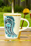 Valmora Embossed Pattern Ceramic Mug with Spoon 280 ml