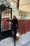 Women's Pocket Detailed Belted Collar Fur Full Length Cashmere Coat Nbstr1003 - 5
