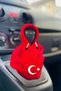 Red Fleece Car Neck Pillow Set of 2 with Turkish Flag & Fleece Gear Shift Cover - 4