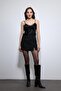 Black Lace Detailed Satin Top
