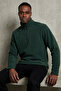 Men's Khaki Fit Mock Neck Half Zipper Sweatshirt Fleece