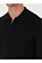 Black Regular Fit Wool Blend Zippered Polo Neck Basic Knitwear Sweater 50318901-Vr046 - 7