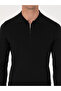 Black Regular Fit Wool Blend Zippered Polo Neck Basic Knitwear Sweater 50318901-Vr046 - 6