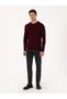 Claret Red Slim Fit Cotton Blend Crew Neck Sweater 50318676-Vr014 - 4
