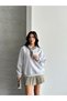Oversized Sweatshirt with Scarf and Embroidery Detail - 6