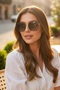 Black Gold Square Model Cat Eye Women's Sunglasses