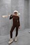 Women's Long Sleeve Crew Neck Thermal Suit 405152 / 409003 Brown