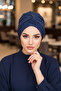 Navy Blue Sparkling Twist Detailed Bonnet - 2