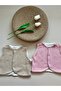 2-Piece Vest Set Dusty Rose & Milky Brown