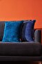 Navy Blue Plain Chenille Textured Cushion Cover with Piping Detail - 3