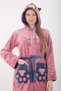Women's Hooded Embroidered Zippered 100% Bamboo Short Dressing Gown - 2