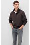 0S10278 Basic Half Zipper Sweatshirt Brown