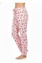 Cotton Thin Breathable Fabric Ribbon Waist Detail Cherry B Printed Women's Pocketless Pajama Bottoms - 4