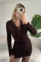 Premium Mini Length Brown Designer Dress with Eyelet Detail and Drawstring - 5