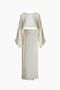 Women's Cream Wrinkled Skirt Set - 3
