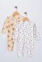 Baby Girl 2-Piece 100% Cotton Footed Romper Set - 3