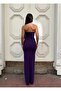 Strapless Tas Design Slit Fish Evening Dress 583339 Purple - 4