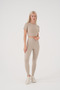 High Waist Zebra Patterned Sports Leggings – Beige - 4