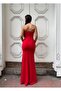 Strapless Stone Design Slit Mermaid Evening Dress 583337 RED - 2